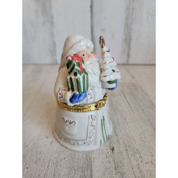 Vintage Santa Claus white trinket box xmas figure decor - Picture 2 of 8